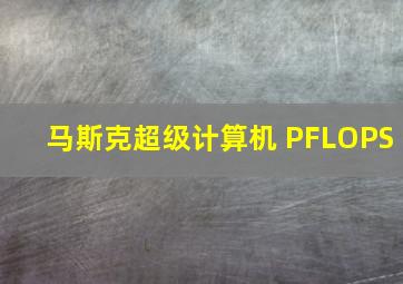 马斯克超级计算机 PFLOPS